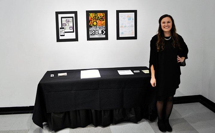 Students present their work at the BW Senior Graphic Design Showcase.